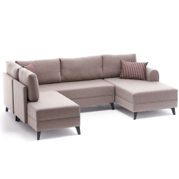 Καναπές - Κρεβάτι Γωνιακός Belen 825BLC2530 300x202x78cm Cream