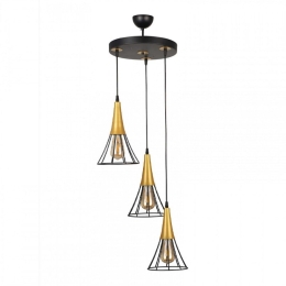 Φωτιστικό Οροφής Havana 216727 E27 30x30x112cm Black - Gold Megapap Μέταλλο