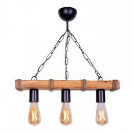 Φωτιστικό Οροφής - Ράγα Mako 207357 E27 50x10x65cm Walnut-Natural Megapap Μέταλλο,Ξύλο,Σχοινί
