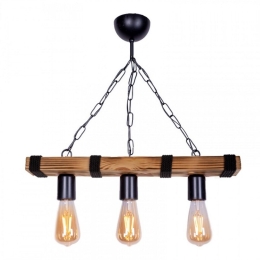 Φωτιστικό Οροφής - Ράγα Mako 207358 E27 50x10x65cm Walnut-Black Megapap Μέταλλο,Ξύλο,Σχοινί