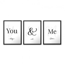Κάδρα Together 127912 (Σετ 3τμχ) 35x45x2cm Black-White Megapap Κάθετοι Πολυπροπυλένιο