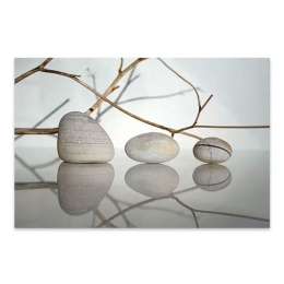 Πίνακας Σε Καμβά Stones And Branches 127960 Ψηφιακής Εκτύπωσης 90x60x3cm Grey Megapap Οριζόντιοι Καμβάς