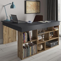 Γραφείο Theos 213548 Γωνιακό 120x129x72cm Walnut - Anthracite