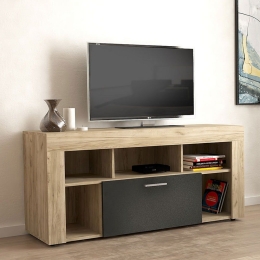 Έπιπλο Tηλεόρασης Edwina 206420 135x42x60cm Oak - Anthracite Μελαμίνη