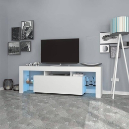 Έπιπλο Tηλεόρασης Stilo 123197 Με Φωτισμό Led 150x37x52cm White Μελαμίνη