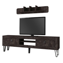 Έπιπλο Tηλεόρασης Taragona 212847 Με Ράφια 180x29,5x55cm Black Rebab Μελαμίνη