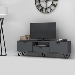 Έπιπλο Tηλεόρασης Jasmine 123207 170x35x50cm Grey Μελαμίνη,Μέταλλο