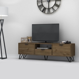 Έπιπλο Tηλεόρασης Jasmine 123208 170x35x50cm Walnut Μελαμίνη,Μέταλλο