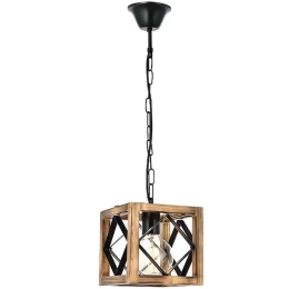 Φωτιστικό Οροφής Azura 0124904 18x18x50cm 1xE27 60W Natural-Black Megapap Μέταλλο,Ξύλο