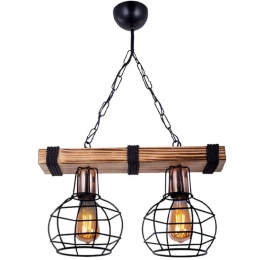 Φωτιστικό Οροφής - Ράγα Marit  0207351 40x15x65cm 2xE27 60W Walnut-Black Megapap Μέταλλο,Ξύλο