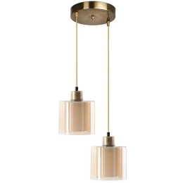 Φωτιστικό Οροφής Oriana 0124877 25x25x70cm 2xE27 60W Gold Megapap Μέταλλο,Γυαλί