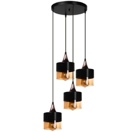 Φωτιστικό Οροφής Roxy 0124889 30x30x65cm 4xE27 60W Black Megapap Μέταλλο,Γυαλί