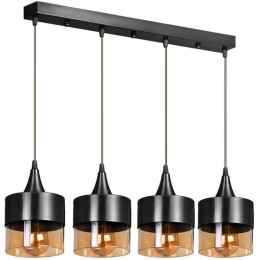 Φωτιστικό Οροφής - Ράγα Roxy 0124890 65x16x65cm 4xE27 60W Black Megapap Μέταλλο,Γυαλί