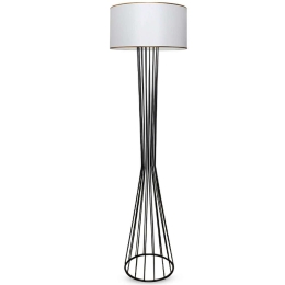 Φωτιστικό Δαπέδου Clarke 0123689 38x21x155cm 1xE27 15W White-Black Megapap Μέταλλο,Ύφασμα