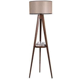 Φωτιστικό Δαπέδου Parry 0124919 45x24x153cm 1xE27 60W Walnut-Moca Megapap Ξύλο,Ύφασμα
