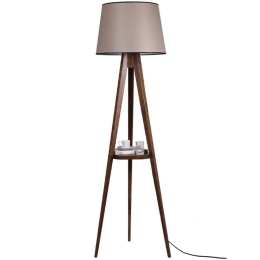 Φωτιστικό Δαπέδου Perry 0124916 45x31x160cm 1xE27 60W Walnut-Moca Megapap Ξύλο,Ύφασμα