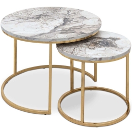 Ζιγκόν Gary Marble (Σετ 2Τμχ) 0224271 65x65x44cm Beige-Gold