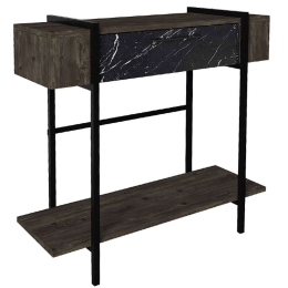 Κονσόλα Lisbon Marble 0216045 90x29,6x82cm Black Μελαμίνη,Μέταλλο