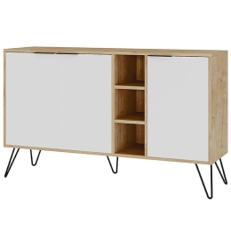 Μπουφές Clara 0213952 142x35,6x83cm Natural-White Μελαμίνη,Μέταλλο
