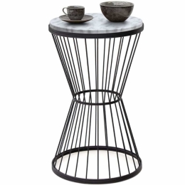 Τραπεζάκι Σαλονιού Βοηθητικό Hoffman Marble 0211974 35x35x58cm Black-White