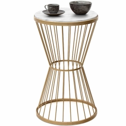 Τραπεζάκι Σαλονιού Βοηθητικό Hoffman Marble 0127713 35x35x58cm Gold-White