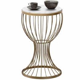 Τραπεζάκι Σαλονιού Βοηθητικό Aldora Marble 0216776 35x35x58cm Gold-White