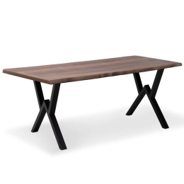 Τραπέζι Walter 0212169 160x80x75cm Walnut-Black Mdf,Μέταλλο