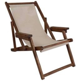 Σεζλόνγκ Με Μπράτσα Klara 0033953 Με Πανί Pvc Ecru 66x120x82cm Οξιά Ξύλο Walnut Megapap