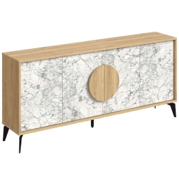 Μπουφές Gora 0214154 180x35,6x82cm Marble Effect White-Natural Μελαμίνη,Μέταλλο
