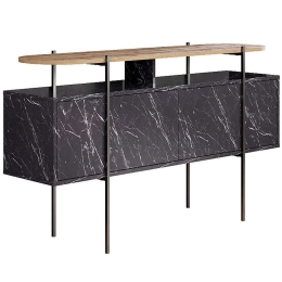 Μπουφές Hanley 0214160 150x38x86,2cm Marble Effect Black Μελαμίνη