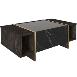 Τραπέζι Σαλονιού Veyron 0212849 104x60x37,3cm Marble Effect Black-Gold