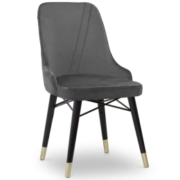 Καρέκλα Τραπεζαρίας Floria 0222818 54x48x91cm Grey-Black Βελούδο, Ξύλο
