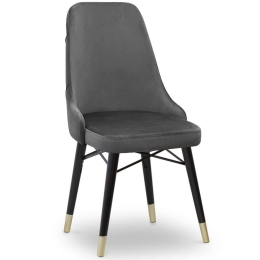 Καρέκλα Τραπεζαρίας Venus 0222825 53x48x95cm Grey-Black Βελούδο, Ξύλο