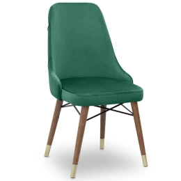 Καρέκλα Τραπεζαρίας Venus 0222824 53x48x95cm Green-Walnut Βελούδο, Ξύλο