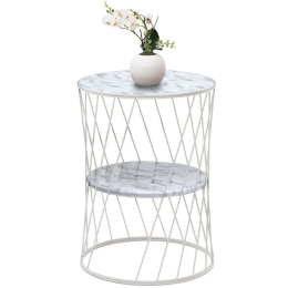 Tραπεζάκι Βοηθητικό Jaspin 0208961 32x32x44cm Marble Effect White