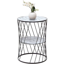 Tραπεζάκι Βοηθητικό Jaspin 0211972 32x32x44cm Marble Effect White-Black