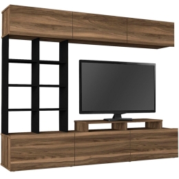Σύνθεση Τηλεόρασης Marcos 0228139 180x36,6x146cm Walnut-Black