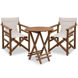 Τραπεζαρία Κήπου Queen (Σετ 3Τμχ) 0227292 Φ60x75cm Walnut-Ecru 2 Θέσεων