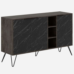 Μπουφές Clara 0213951 142x35,6x83cm Marble Effect Black-Brown Μελαμίνη,Μέταλλο