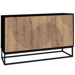Μπουφές Themis 0228209 150x35x83,6cm Oak-Black Μελαμίνη,Μέταλλο