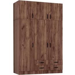 Ντουλάπα Τρίφυλλη Με Πατάρι Regina 0227693 150x60x240cm Light Walnut Τρίφυλλη