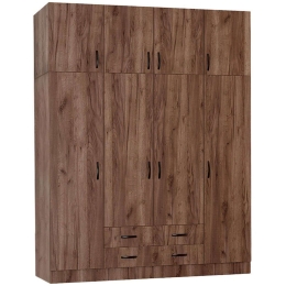 Ντουλάπα Τετράφυλλη Με Πατάρι Regina 0227690 200x60x240cm Light Walnut Τετράφυλλη