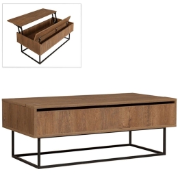Τραπεζάκι Σαλονιού Amedeo 0234395 120x60x43cm Walnut-Black