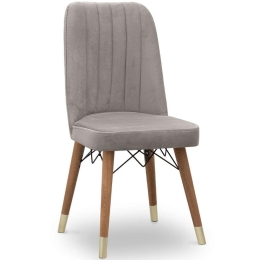 Καρέκλα Τραπεζαρίας Carla 0230217 45x46x90cm Multi-Beige Μέταλλο,Βελούδο,Ξύλο