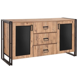 Μπουφές Atlas 0234407 160x45x80cm Pine-Black Μελαμίνη,Μέταλλο