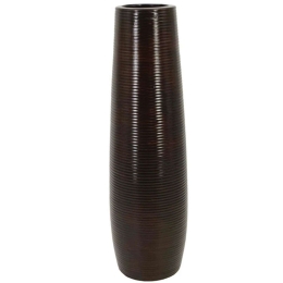 Βάζο Γραμμωτό 15-00-22509-55 Φ15x58cm Dark Brown Marhome Κεραμικό