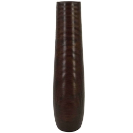 Βάζο Γραμμωτό 15-00-22509-75 Φ17x76cm Dark Brown Marhome Κεραμικό