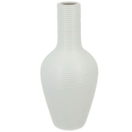 Βάζο - Μπουκάλι Γραμμωτό 15-00-22510-35 Φ14x31cm White Marhome Κεραμικό