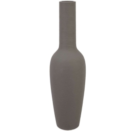 Βάζο - Μπουκάλι Γραμμωτό 15-00-22510-45 Φ13x46cm Grey Marhome Κεραμικό