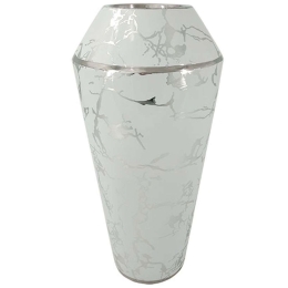 Βάζο Κρακελέ 15-00-22959 Φ19x40cm Silver-White Marhome Κεραμικό